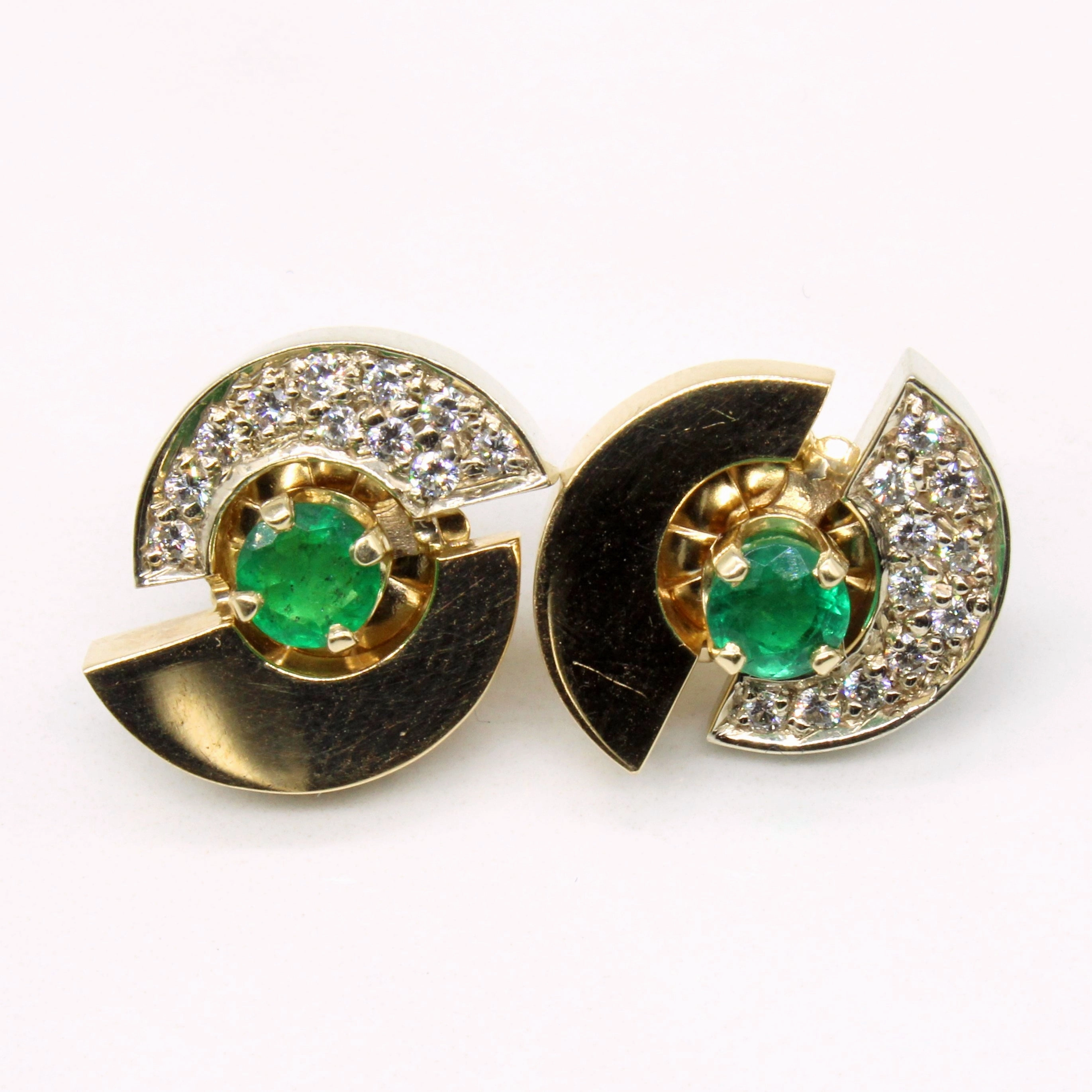 Emerald & Diamond Earrings | 0.55ctw, 0.22ctw | Timeless Pair