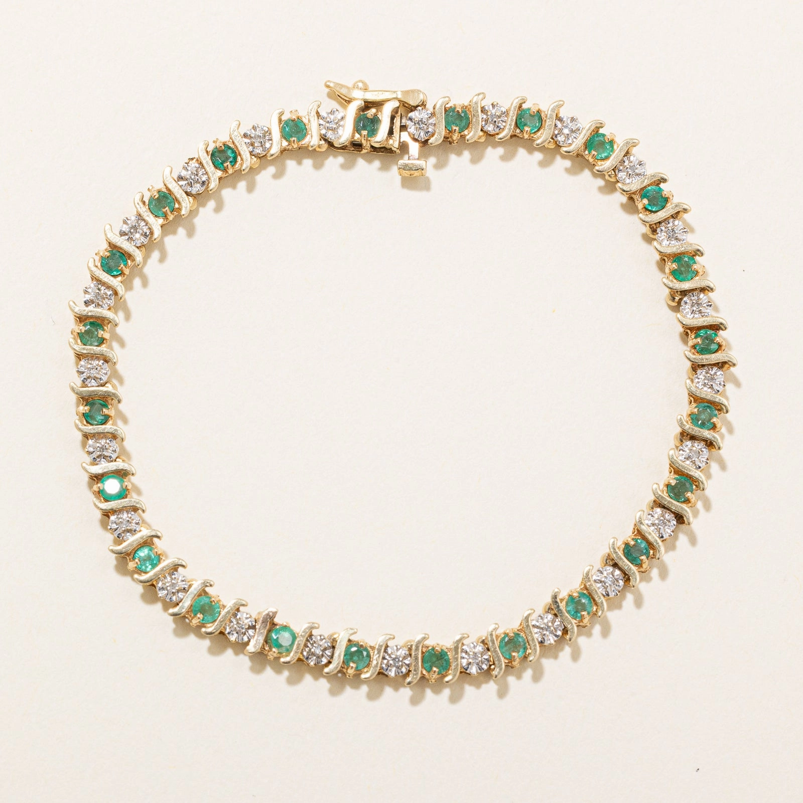 Emerald & Diamond Eternity Bracelet | 1.50ctw, 0.14ctw | 7" Light Pop Fashion Accessories