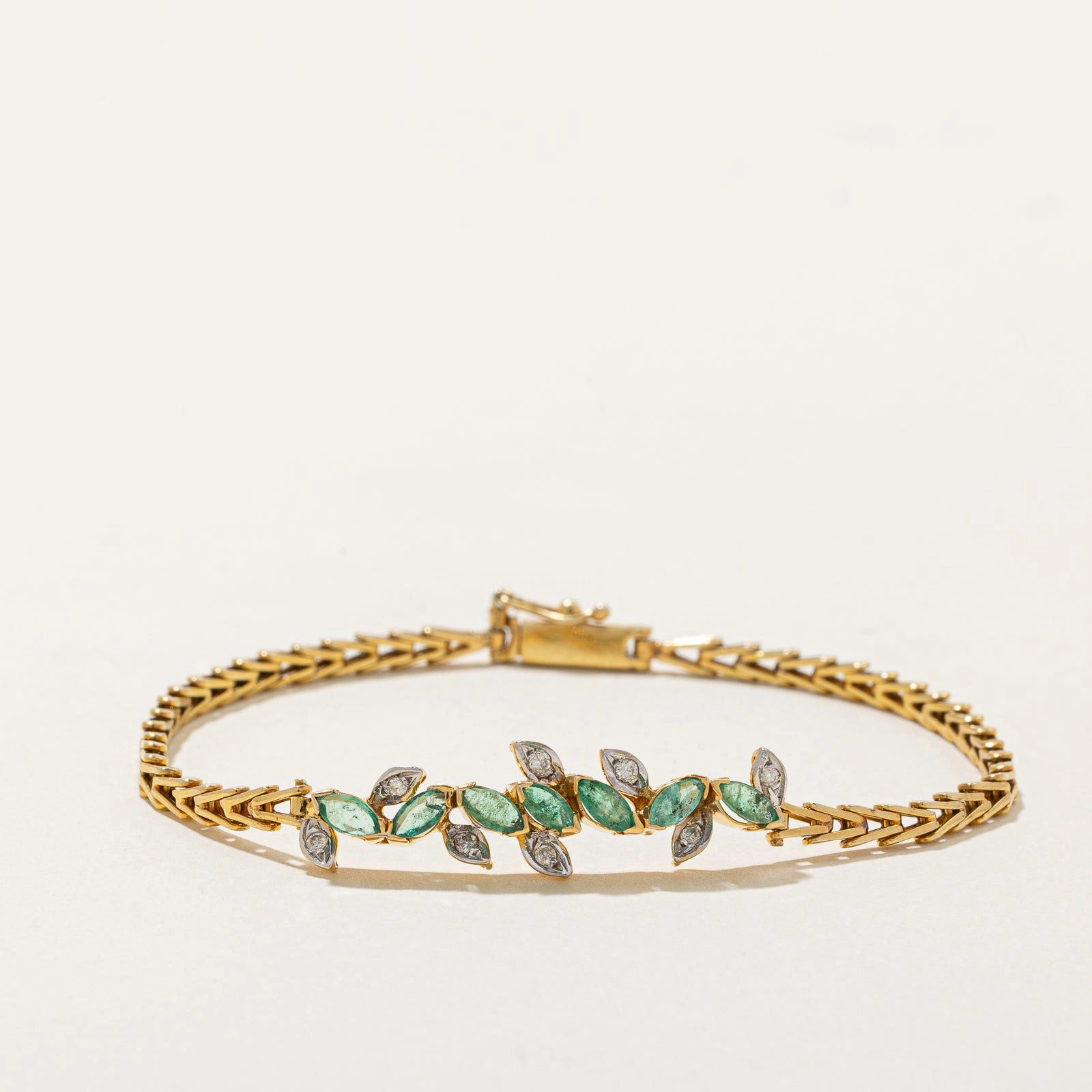 Chic Line Timeless Flow Emerald & Diamond Gemstone Bracelet | 0.57ctw, 0.11ctw | 6.5"