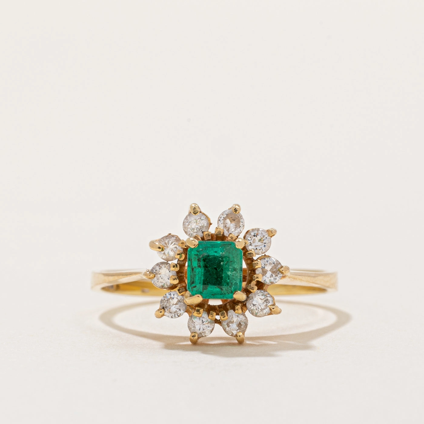 Emerald & Diamond Halo Ring | 0.25ct, 0.20ctw | SZ 6.75 | Sophisticated piece Finest Craft