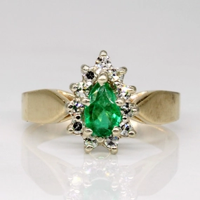 Allure Edge Emerald & Diamond Halo Ring | 0.36ct, 0.11ctw | SZ 6 |