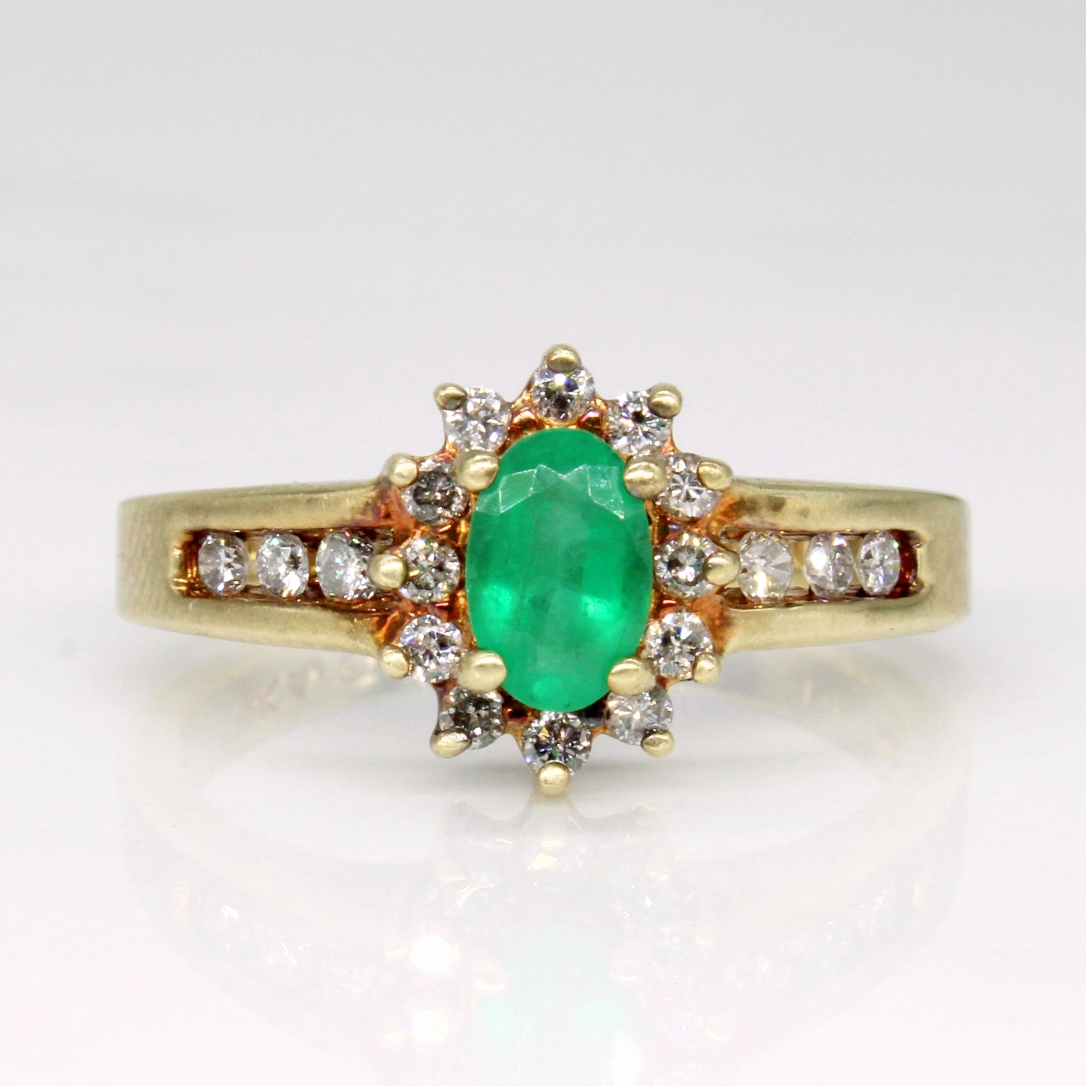 Comfort Mood Emerald & Diamond Halo Ring | 0.50ct, 0.18ctw | SZ 6.75 |