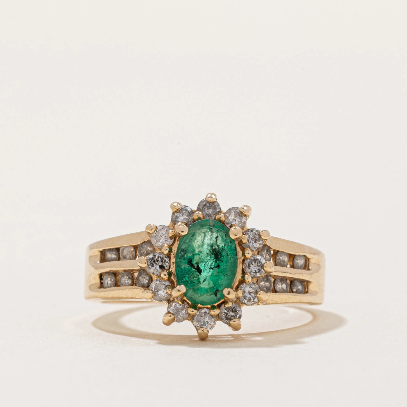 Quick Spark Emerald & Diamond Halo Ring | 0.60ct, 0.34ctw | SZ 6.25 |