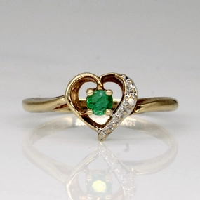 Luxe Moment Weekend Chic Emerald & Diamond Heart Ring | 0.07ct, 0.01ct | SZ 5.5 |