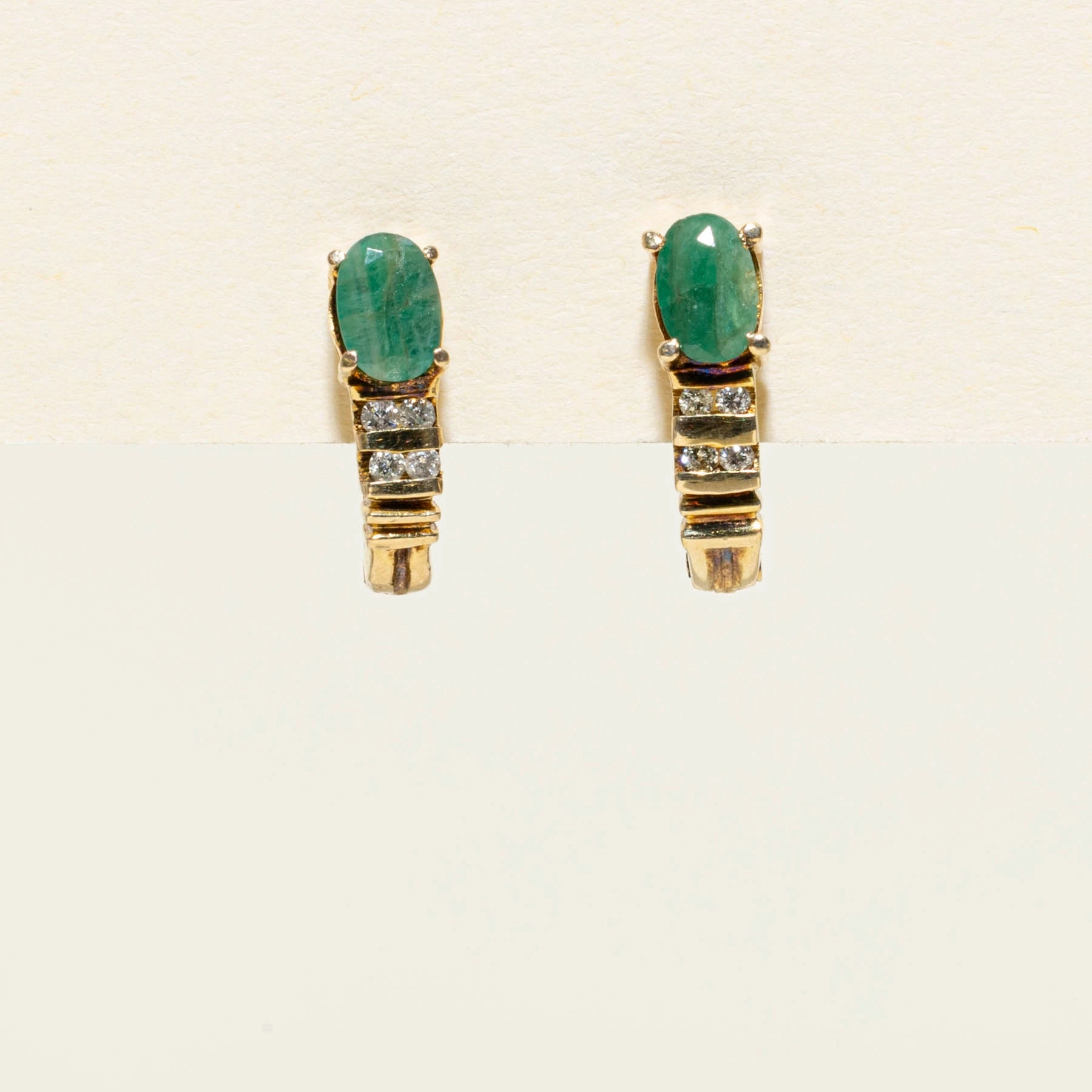 Special Gift Exclusive Jewelry Emerald & Diamond Huggie Earrings | 0.76ctw | 0.06ctw |