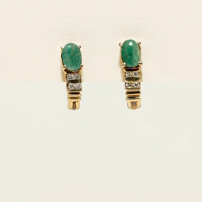 Special Gift Exclusive Jewelry Emerald & Diamond Huggie Earrings | 0.76ctw | 0.06ctw |