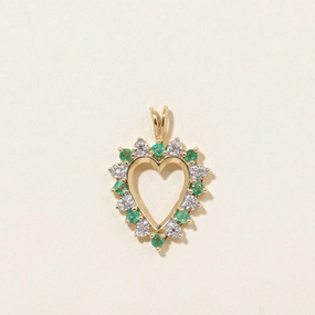 Emerald & Diamond Open Heart Pendant | 0.20ctw, 0.02ctw Office Chic Perfect Accessory