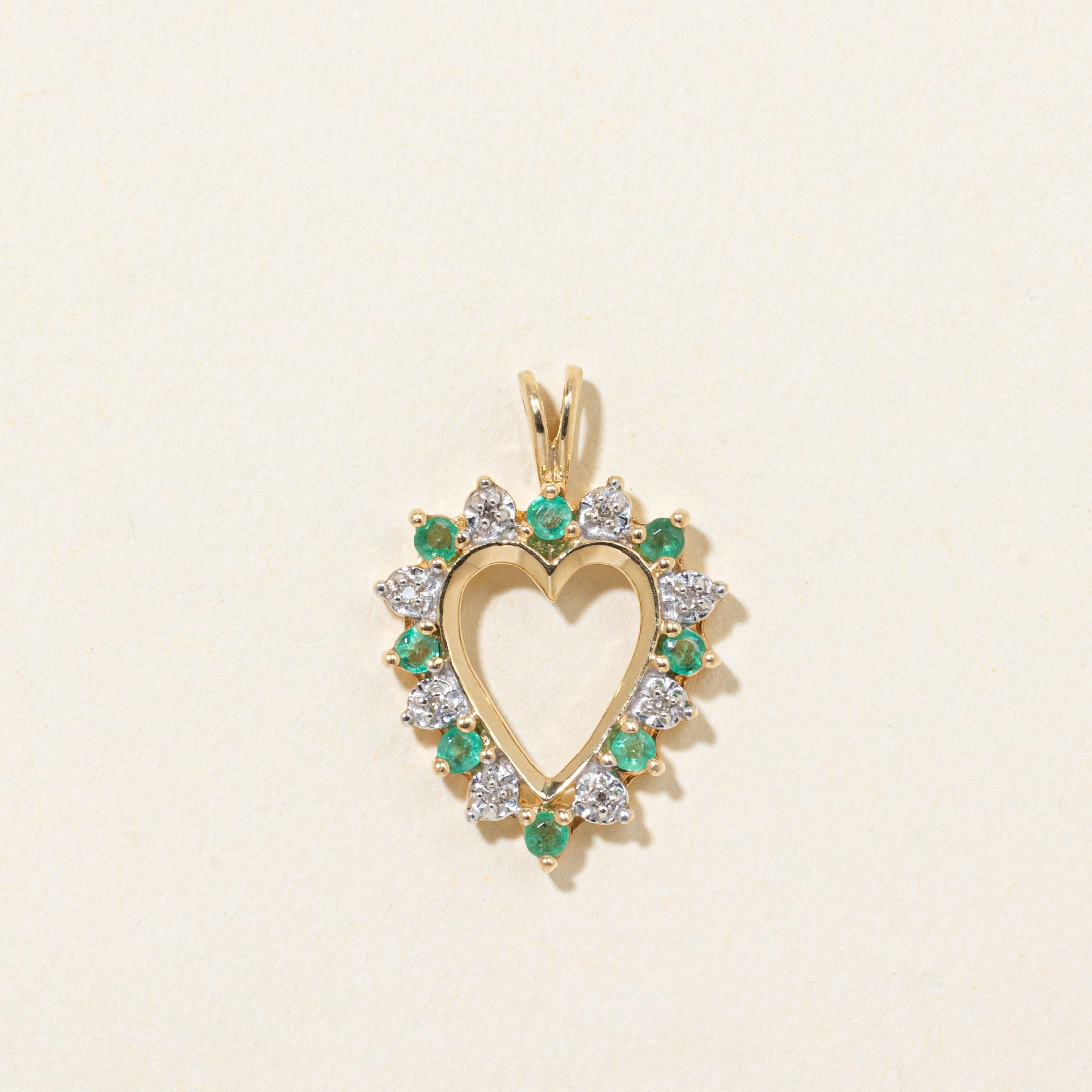 Emerald & Diamond Open Heart Pendant | 0.20ctw, 0.02ctw Office Chic Perfect Accessory