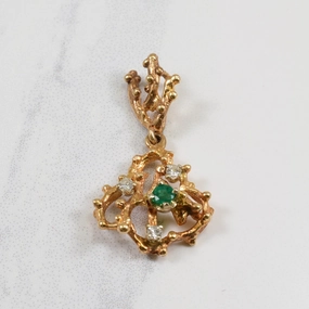 Glamourous Piece Emerald & Diamond Organic Shaped Pendant | 0.09ctw, 0.10ct |