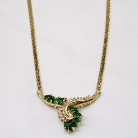 Soft color Gleam Accent Emerald & Diamond Pendant 14k Necklace | 1.00ctw, 0.25ctw | 17" |