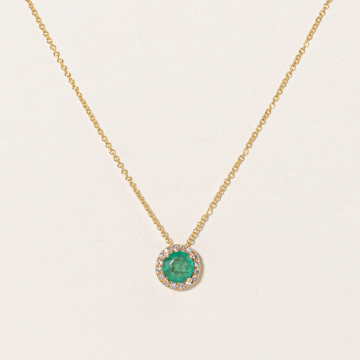 Emerald & Diamond Pendant Necklace | 0.30ct, 0.07ctw | 18" | Sparkle Mood