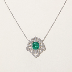 Emerald & Diamond Pendant Necklace | 2.10ct, 0.30ctw Effortless Detail