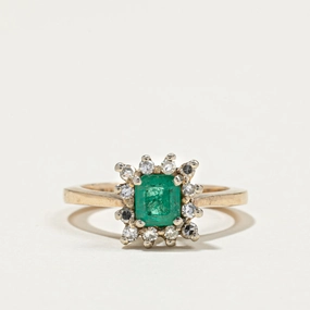 Model Shot High Fashion Emerald & Diamond Petal Ring | 0.54ct, 0.22ctw | SZ 5.75