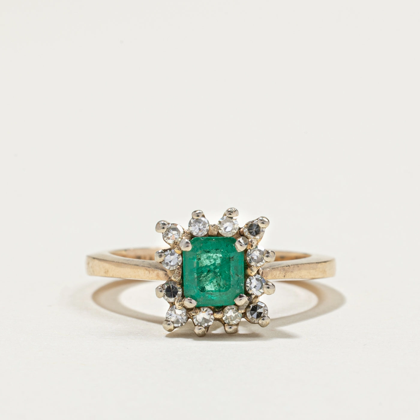 Model Shot High Fashion Emerald & Diamond Petal Ring | 0.54ct, 0.22ctw | SZ 5.75