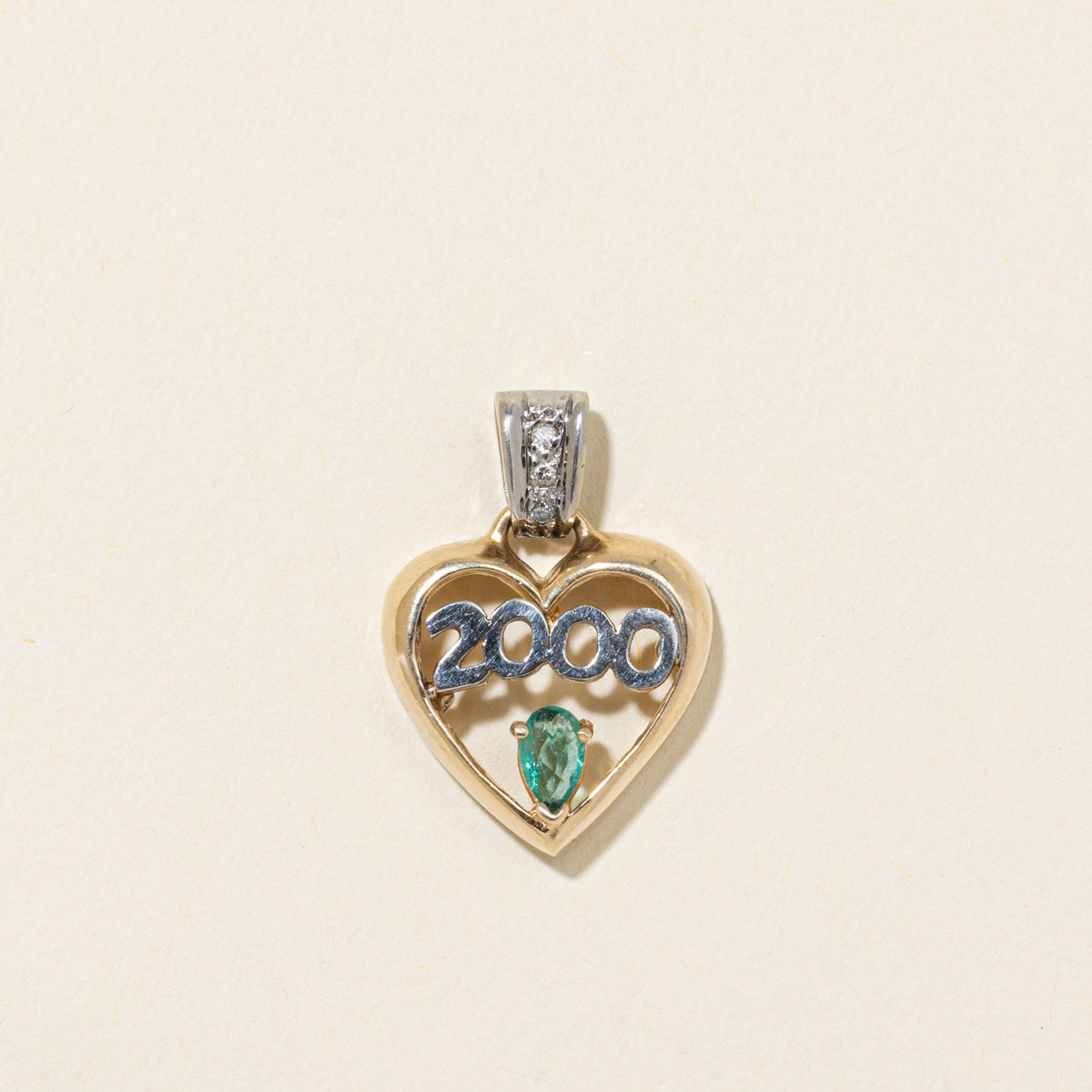 Emerald & Diamond "2000" Pendant | 0.15ct, 0.02ctw Unique Treasures Sophisticated Finish