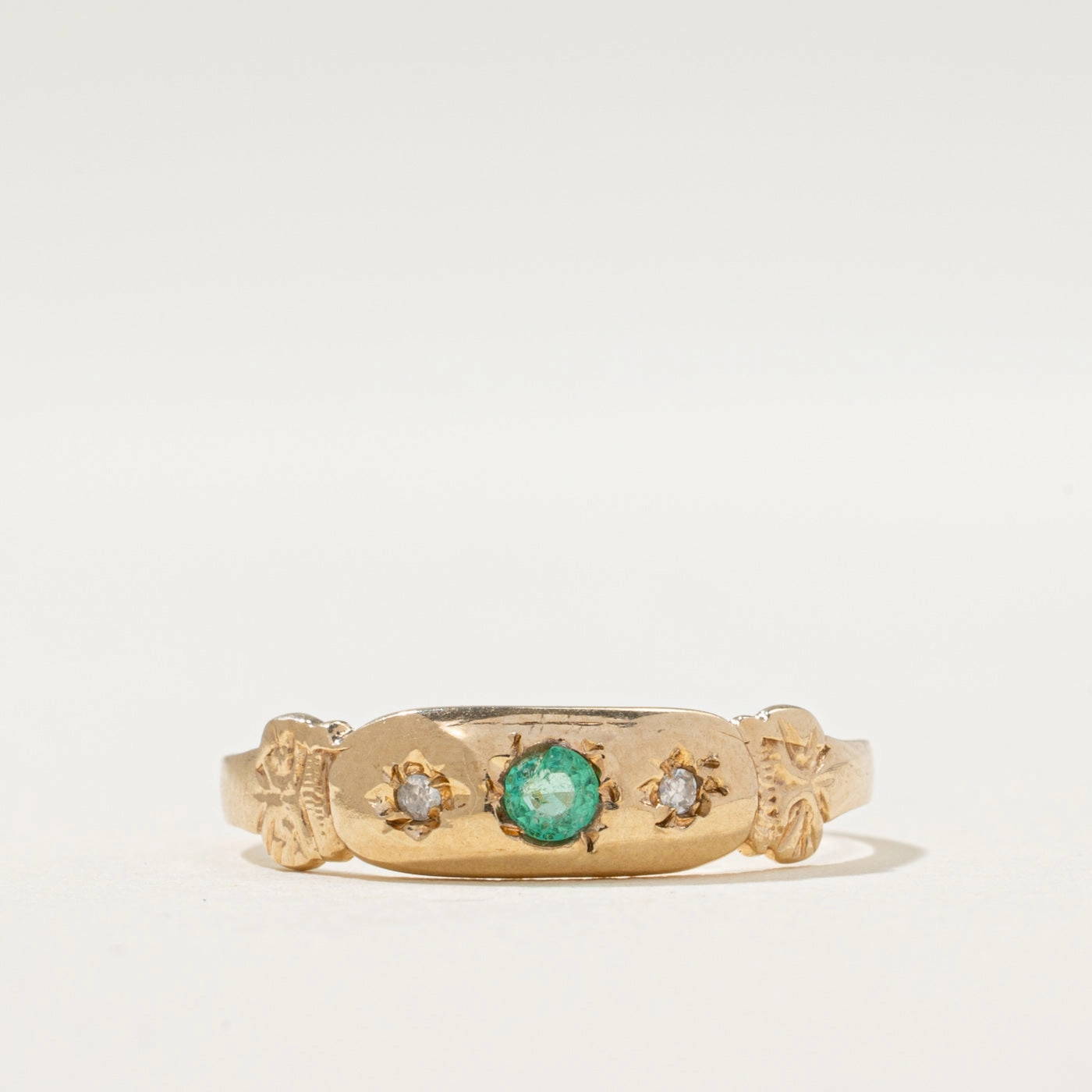 Bold Appeal Emerald & Diamond Ring | 0.04ct, 0.01ctw | SZ 6.75