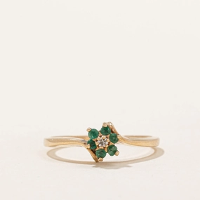 Refined Charm Emerald & Diamond Ring | 0.10ctw, 0.02ct | SZ 6.75 |