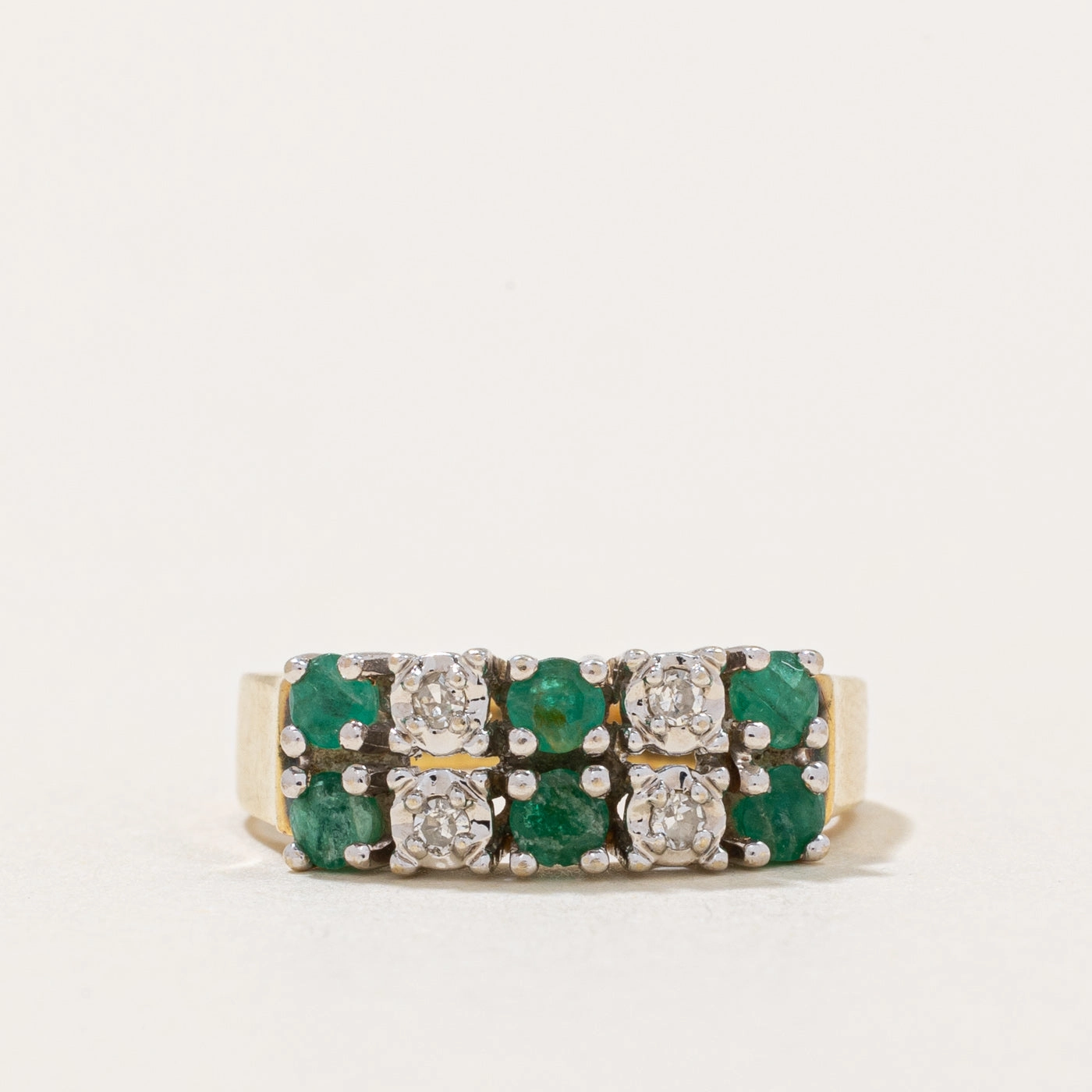 Emerald & Diamond Ring | 0.10ctw, 0.04ctw | SZ 4 | Artisan Highlight Luxe Essentials