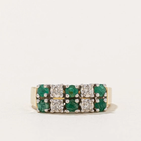 Emerald & Diamond Ring | 0.10ctw, 0.04ctw | SZ 4 | Artisan Highlight Luxe Essentials