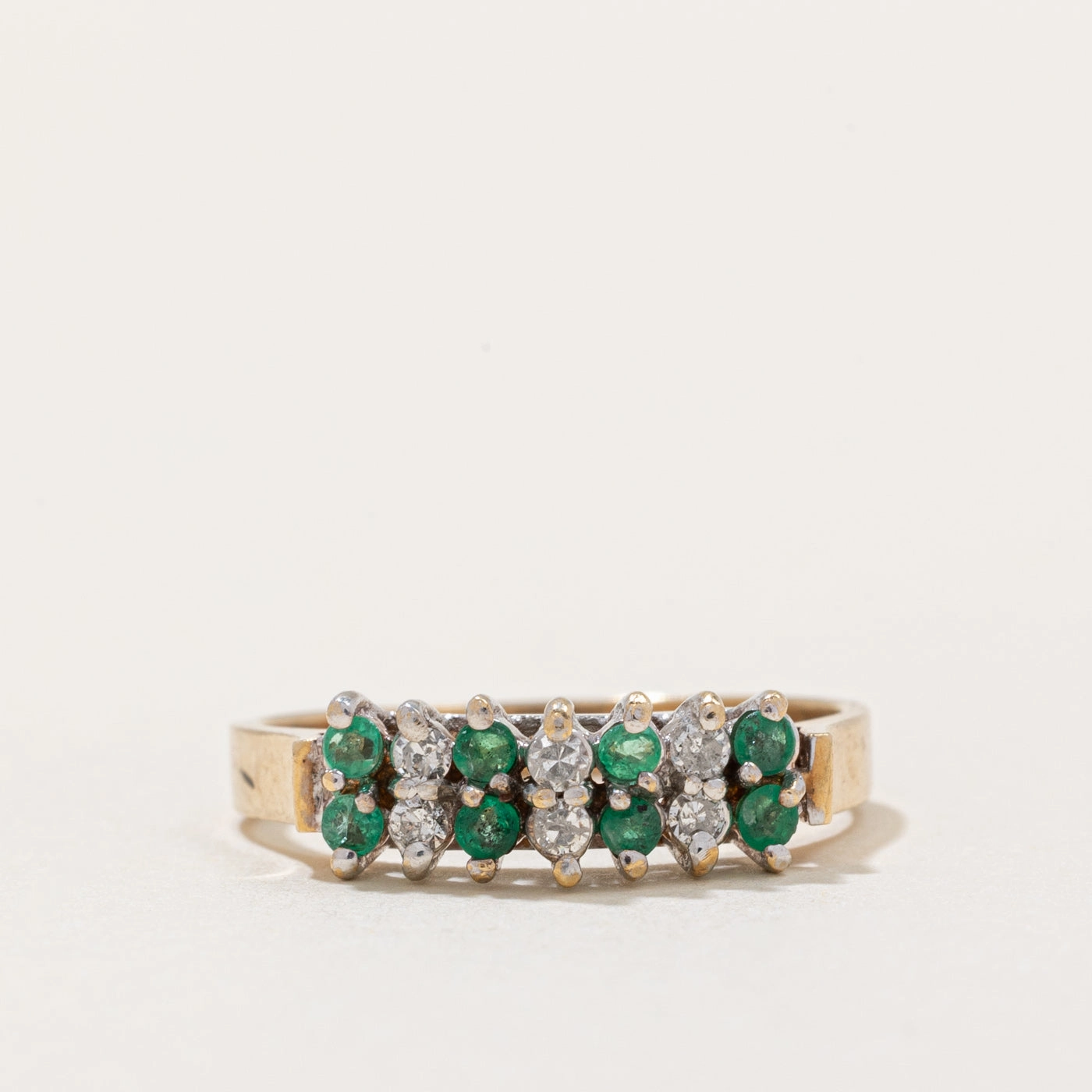 Emerald & Diamond Ring | 0.10ctw, 0.10ctw | SZ 6.25 | Precious Accent Luxe Design