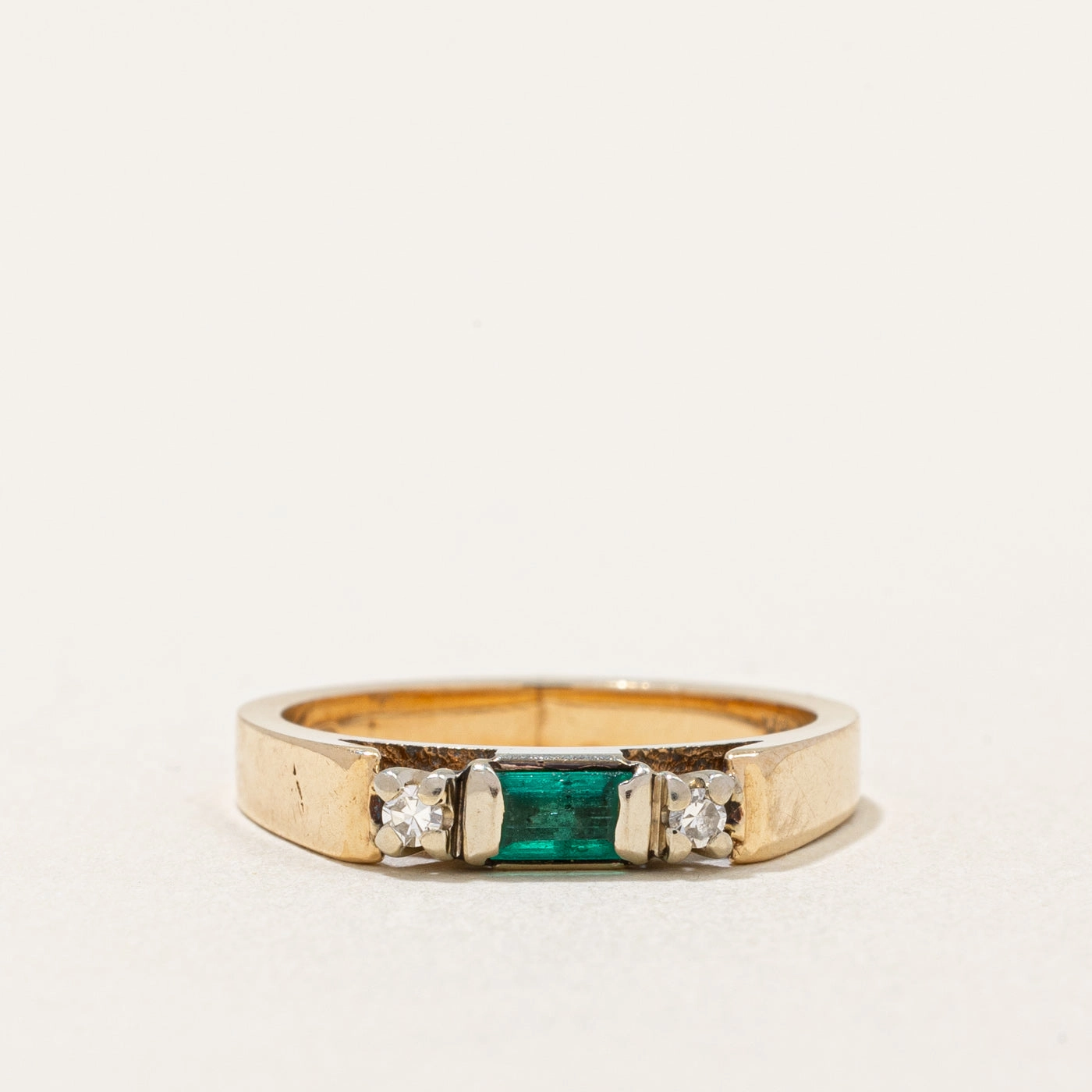Emerald & Diamond Ring | 0.12ct, 0.04ctw | SZ 4.25 | Refined Element