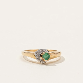 Emerald & Diamond Ring | 0.12ct | 0.04ctw | SZ 6 | Shining Feature