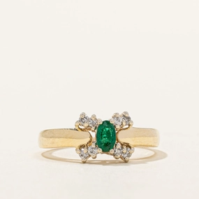 Emerald & Diamond Ring | 0.16ct, 0.08ctw | SZ 6.75 | Glamourous Piece
