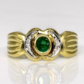 Modern Highlight Personalized Craft Emerald & Diamond Ring | 0.20ct, 0.02ctw | SZ 7 |