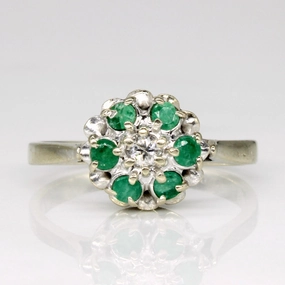 Emerald & Diamond Ring | 0.24ctw, 0.08ct | SZ 6.25 | Chic Gem
