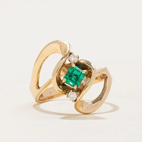 Modern Chic Emerald & Diamond Ring | 0.30ct, 0.05ctw | SZ 6 |