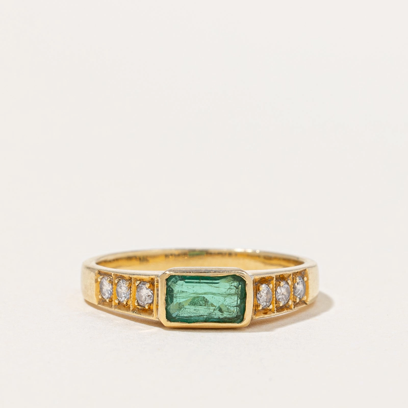 Luxe Detail Lively Feature Emerald & Diamond Ring | 0.30ct, 0.13ctw | SZ 5.75 |