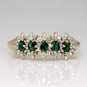 Emerald & Diamond Ring | 0.30ctw, 0.01ctw | SZ 10.5 | Graceful Accent Timeless Treasures