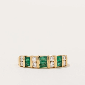 Classic Craft Charming Shine Emerald & Diamond Ring | 0.32ctw, 0.25ctw | SZ 6.75 |