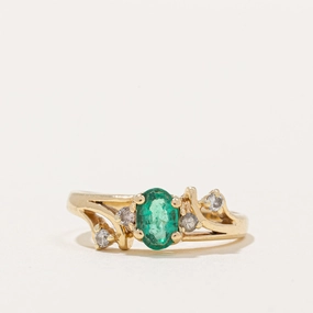 Emerald & Diamond Ring | 0.35ct, 0.08ctw | SZ 5.5 | Pretty Accent