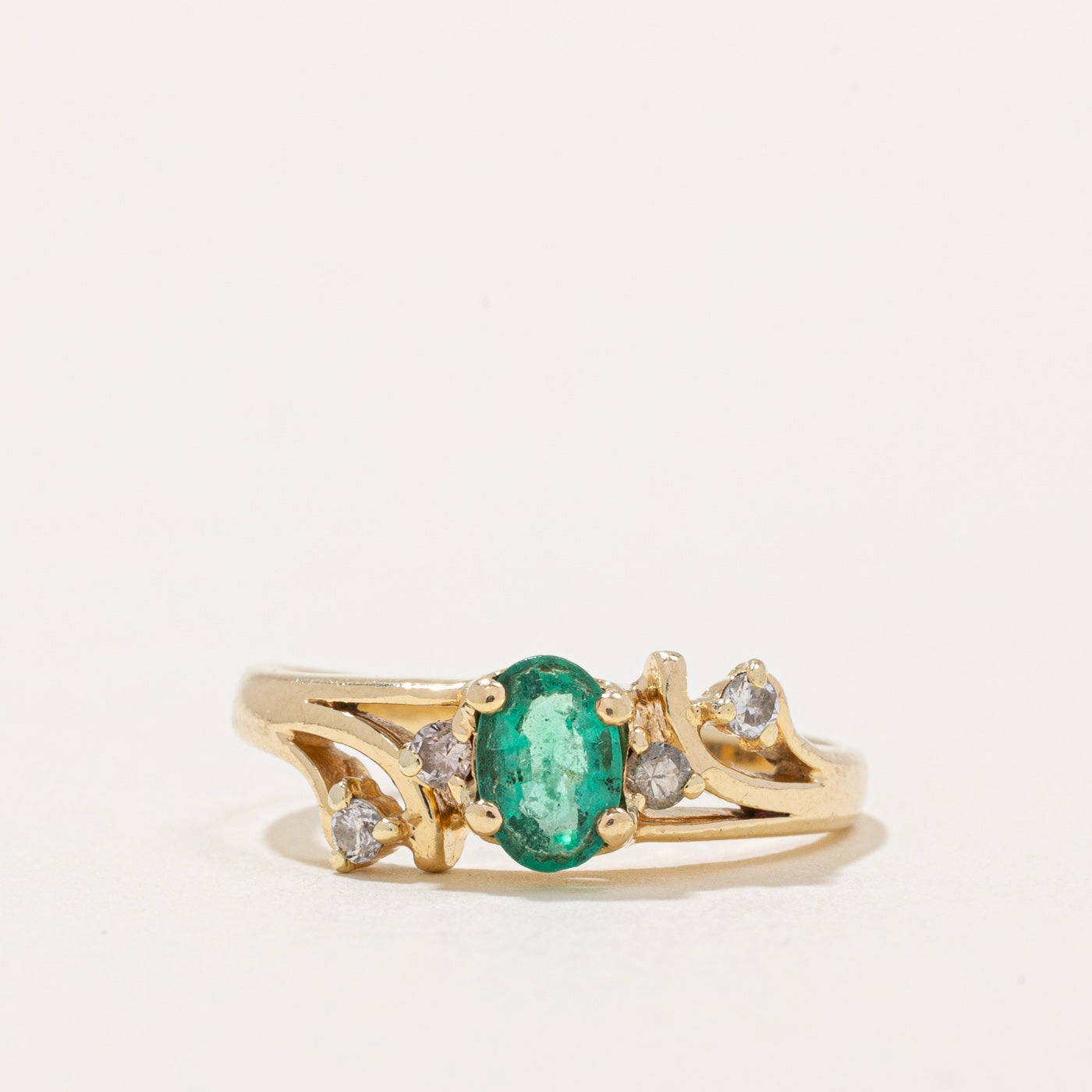 Emerald & Diamond Ring | 0.35ct, 0.08ctw | SZ 5.5 | Pretty Accent