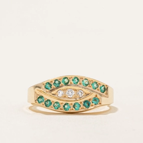 Close Detail Emerald & Diamond Ring | 0.35ctw, 0.09ctw | SZ 9 |