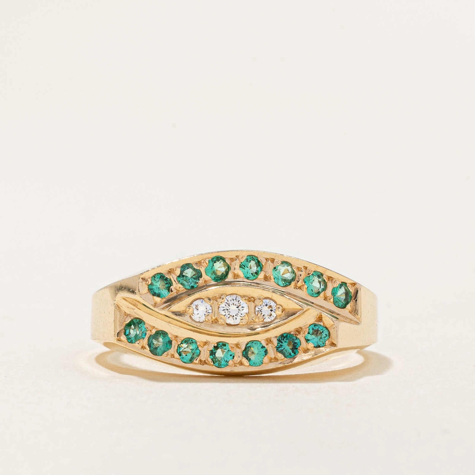 Close Detail Emerald & Diamond Ring | 0.35ctw, 0.09ctw | SZ 9 |