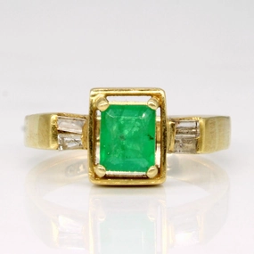 Golden Accent Fresh Mood Emerald & Diamond Ring | 0.40ct, 0.10ctw | SZ 4.25 |