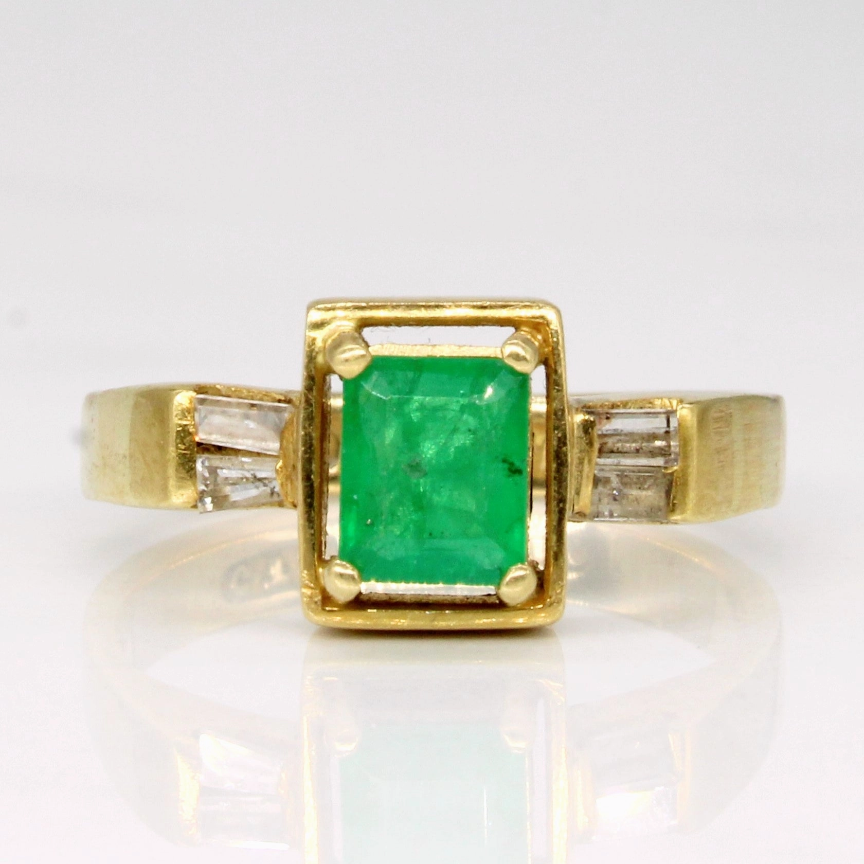 Golden Accent Fresh Mood Emerald & Diamond Ring | 0.40ct, 0.10ctw | SZ 4.25 |