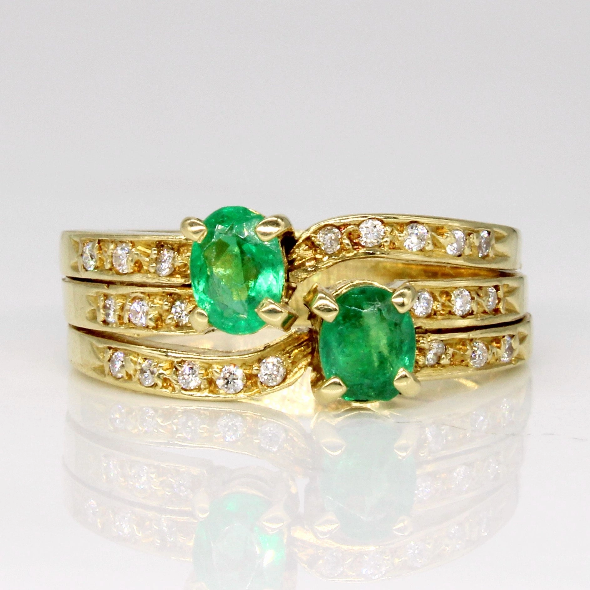 Sleek Highlight Emerald & Diamond Ring | 0.60ctw, 0.22ctw | SZ 7.25 |