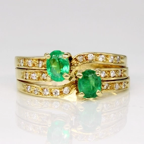 Sleek Highlight Emerald & Diamond Ring | 0.60ctw, 0.22ctw | SZ 7.25 |