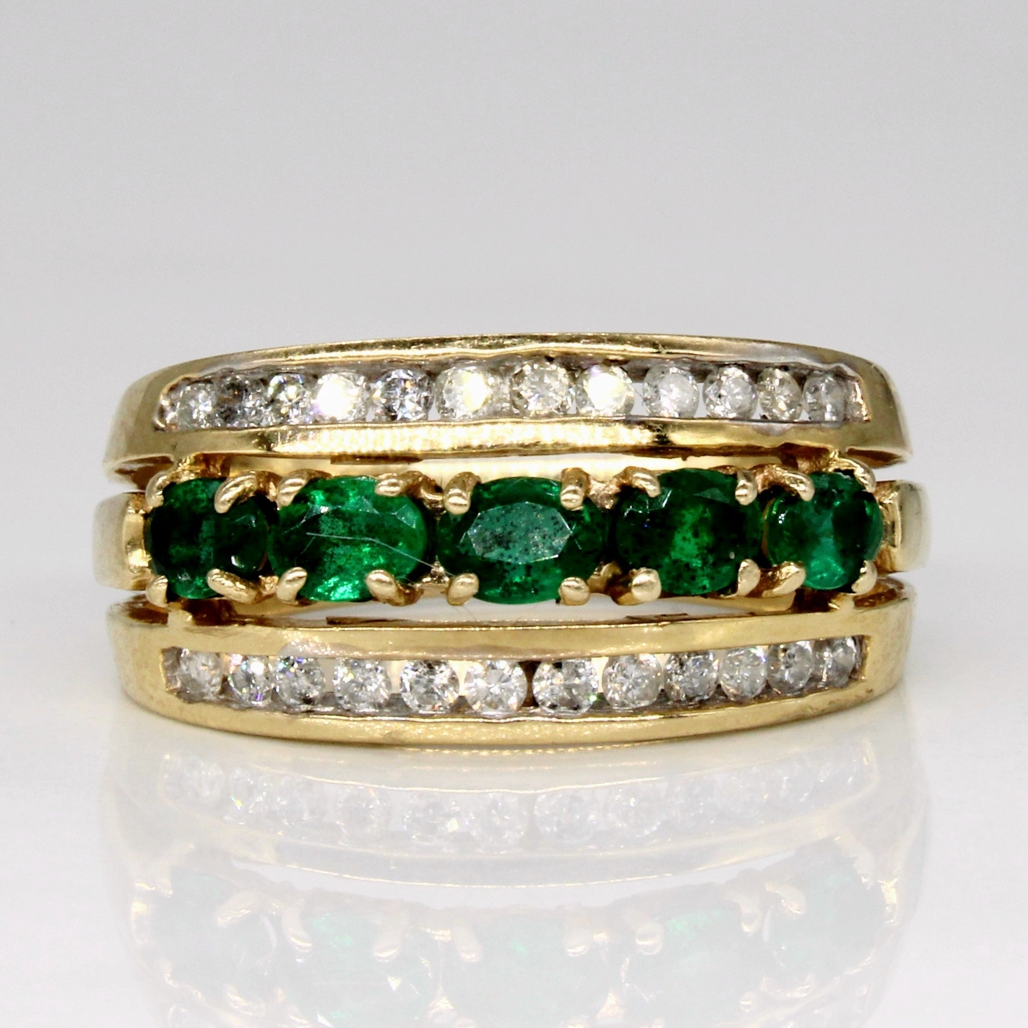 Emerald & Diamond Ring | 0.60ctw, 0.36ctw | SZ 7 | Timeless Flow Timeless Gem