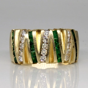 Shimmering Craft Weekend Sparkle Emerald & Diamond Ring | 0.70ctw, 0.38ctw | SZ 8 |