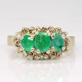 Emerald & Diamond Ring | 0.80ctw, 0.36ctw | SZ 7.75 | Classic Piece