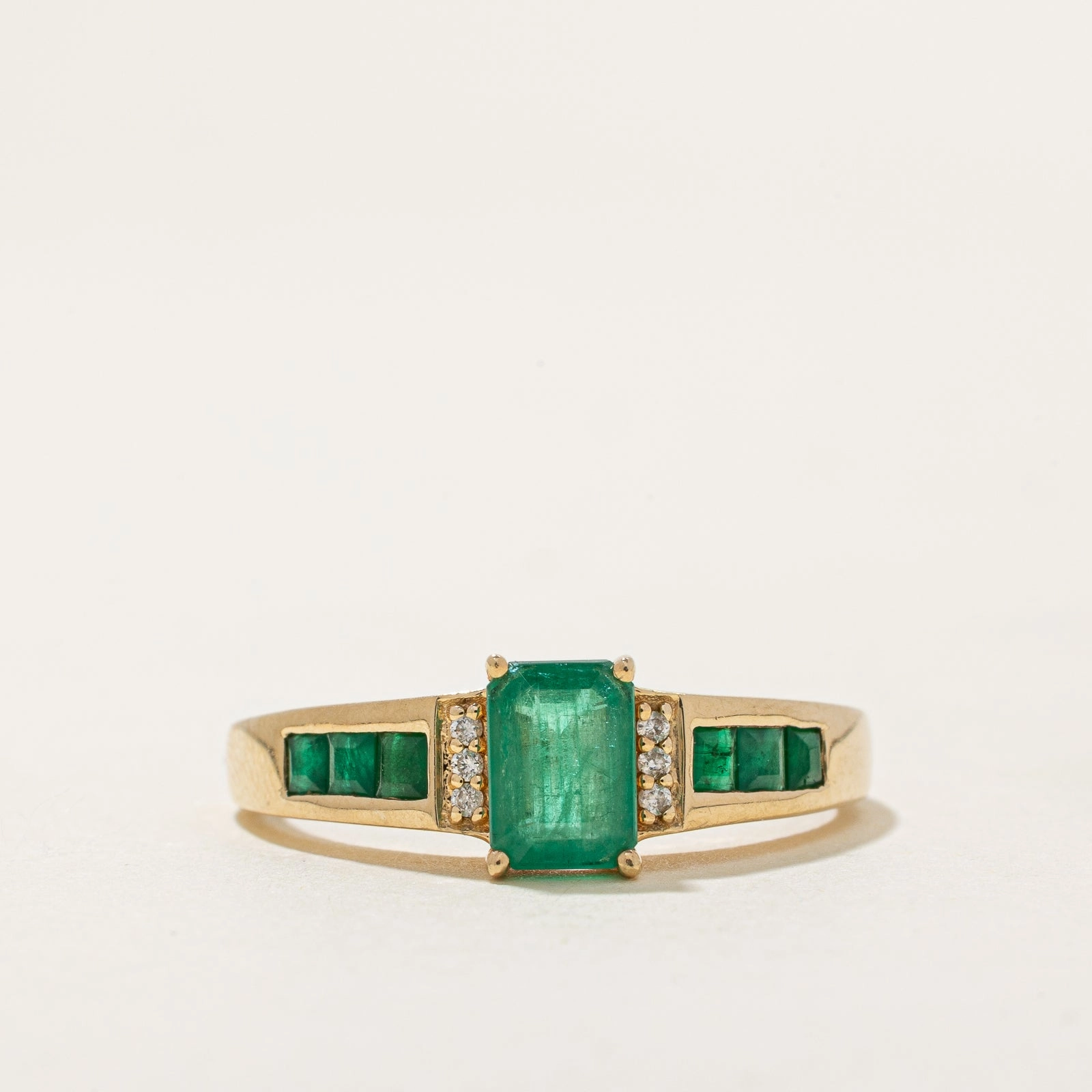 Emerald & Diamond Ring | 1.20ctw, 0.03ctw | SZ 10.25 Artistic Edge Versatile Craft