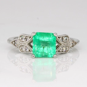 Opulent Radiance Emerald & Diamond Ring | 1.26ct, 0.14ctw | SZ 6.75 |
