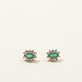 Expressive Touch Premium Feature Emerald & Diamond Stud Earrings | 0.30ctw | 0.05ctw |