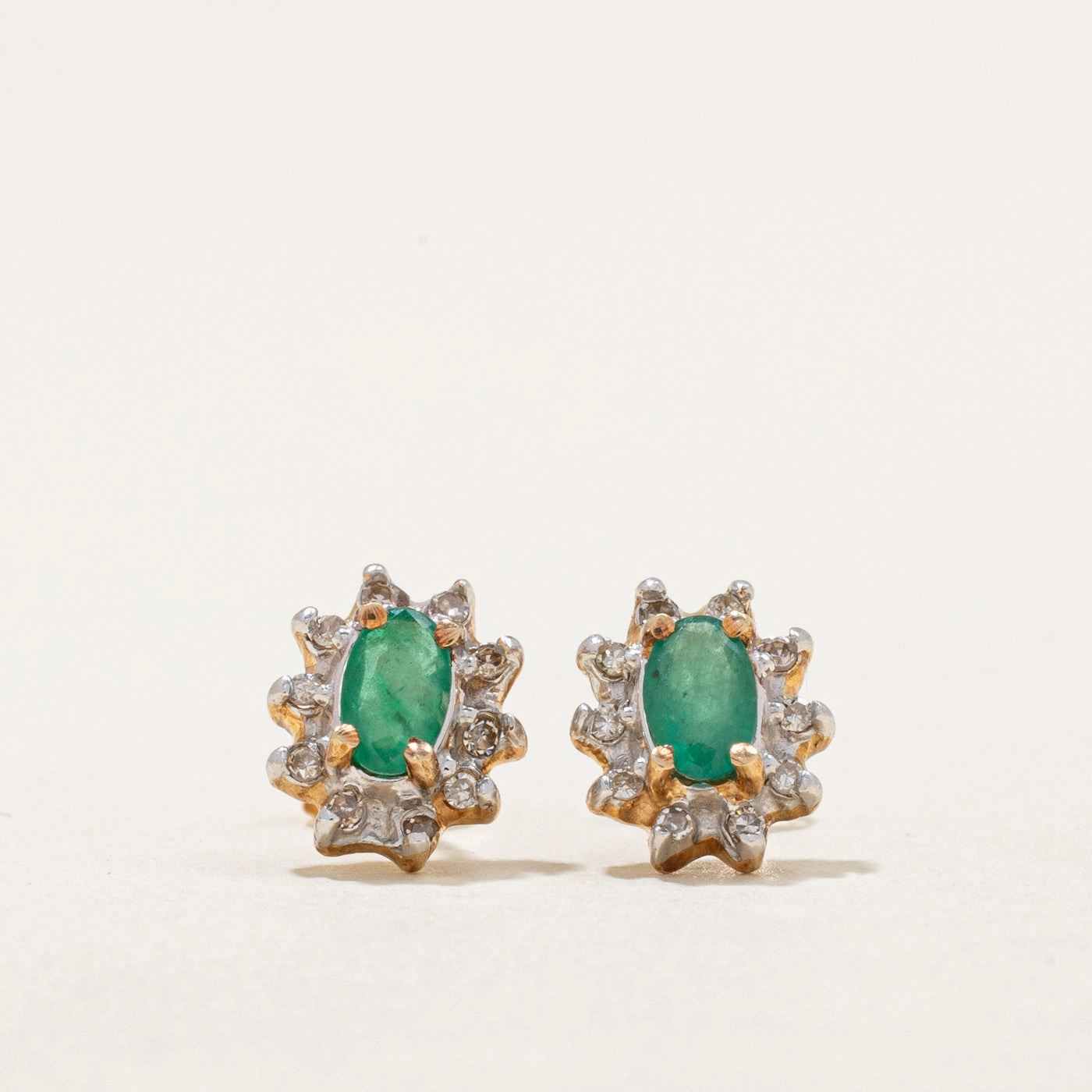Timeless Gems Holiday Style Emerald & Diamond Stud Earrings | 0.36ctw, 0.10ctw |