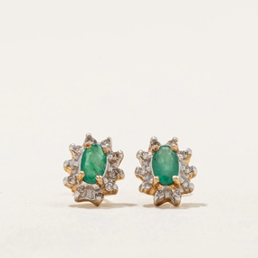 Timeless Gems Holiday Style Emerald & Diamond Stud Earrings | 0.36ctw, 0.10ctw |