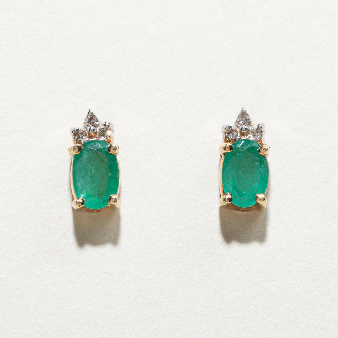 Timeless Appeal Emerald & Diamond Stud Earrings | 0.76ctw, 0.06ctw
